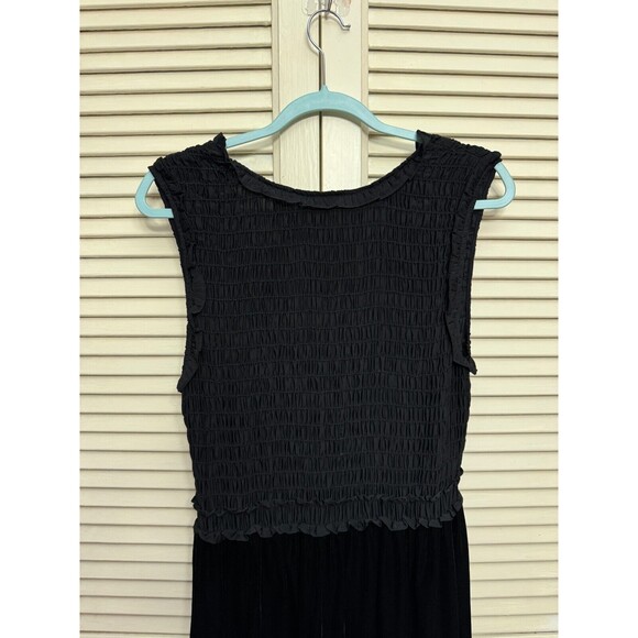 Max Studio Women  Textured Georgette & Velvet Maxi Dress Black Sleeveless L - Picture 7 of 8